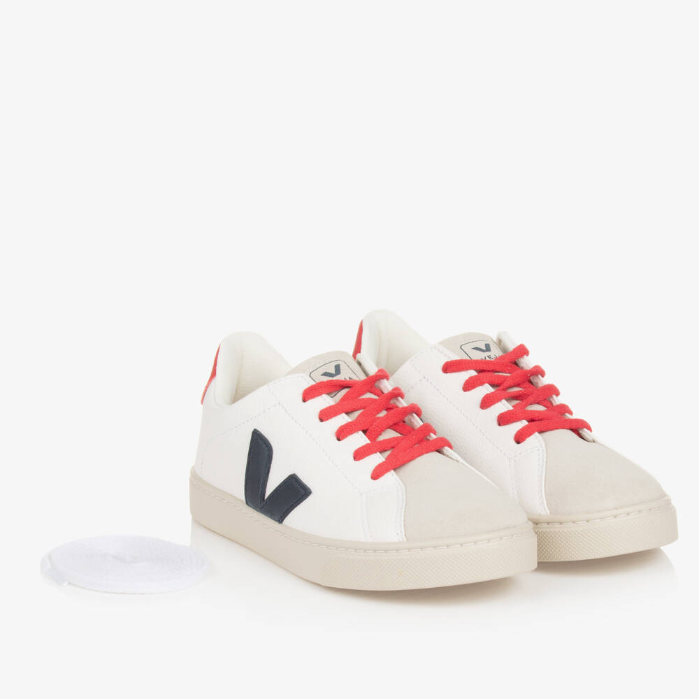 VEJA-Teen White & Blue Esplar Leather Trainers | Childrensalon Outlet
