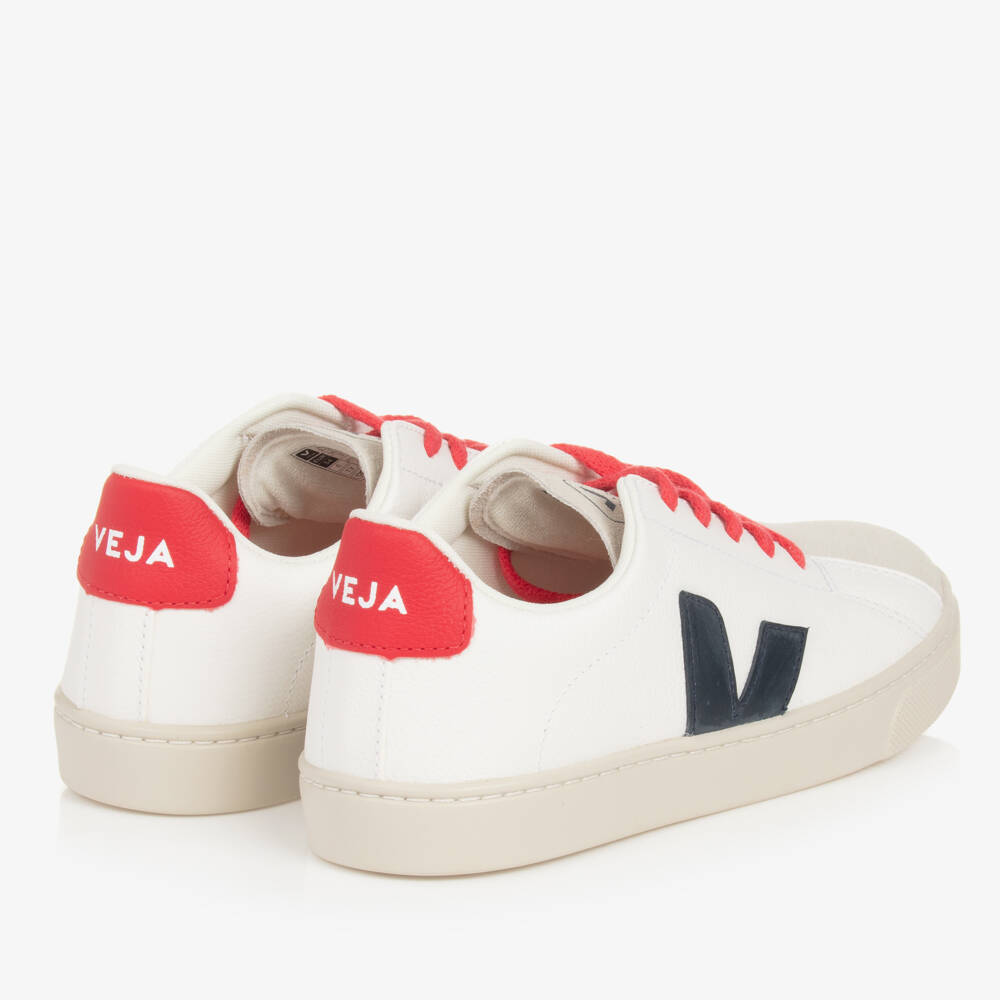 VEJA-Teen White & Blue Esplar Leather Trainers | Childrensalon Outlet