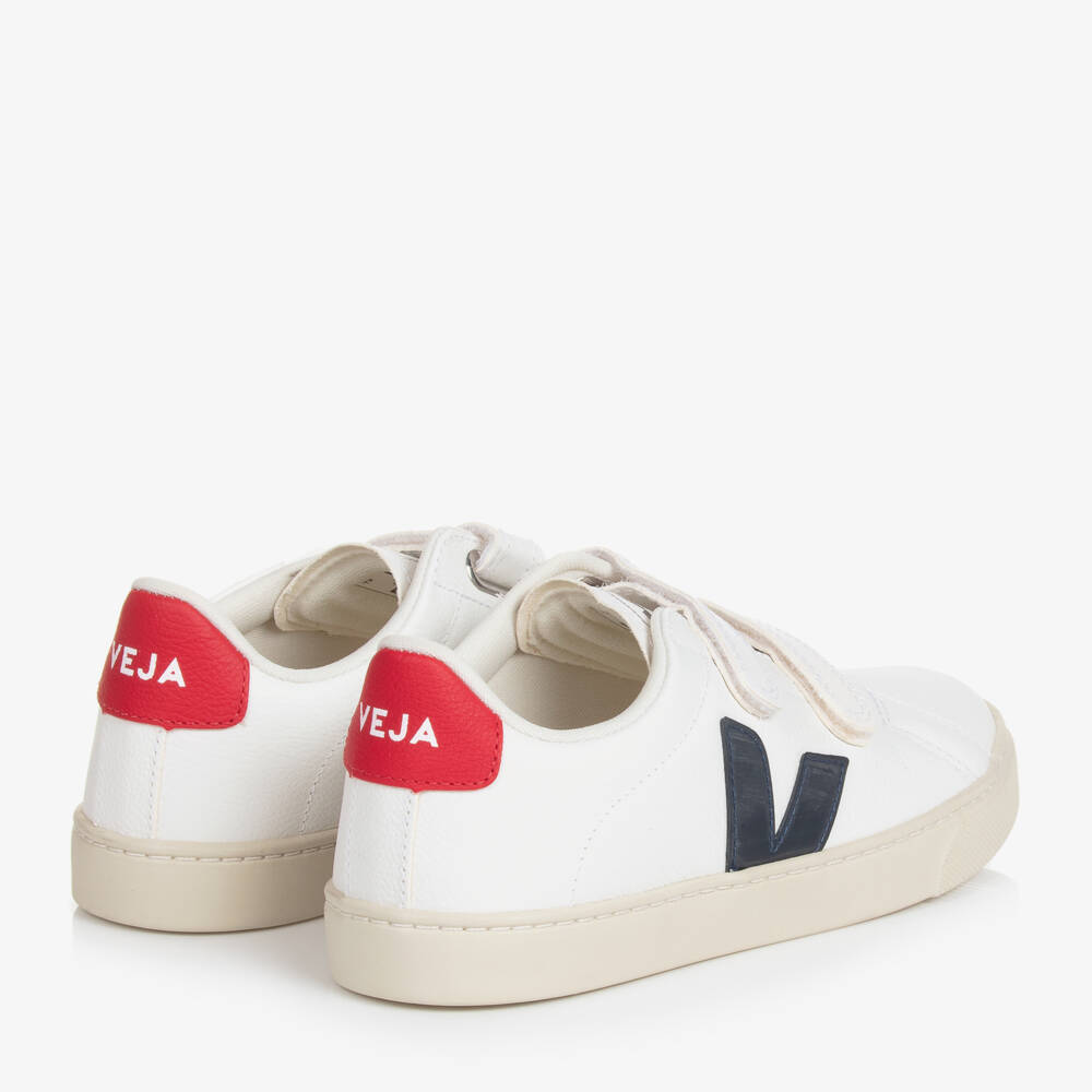 VEJA-Teen White & Navy Blue Leather Esplar Trainers | Childrensalon Outlet