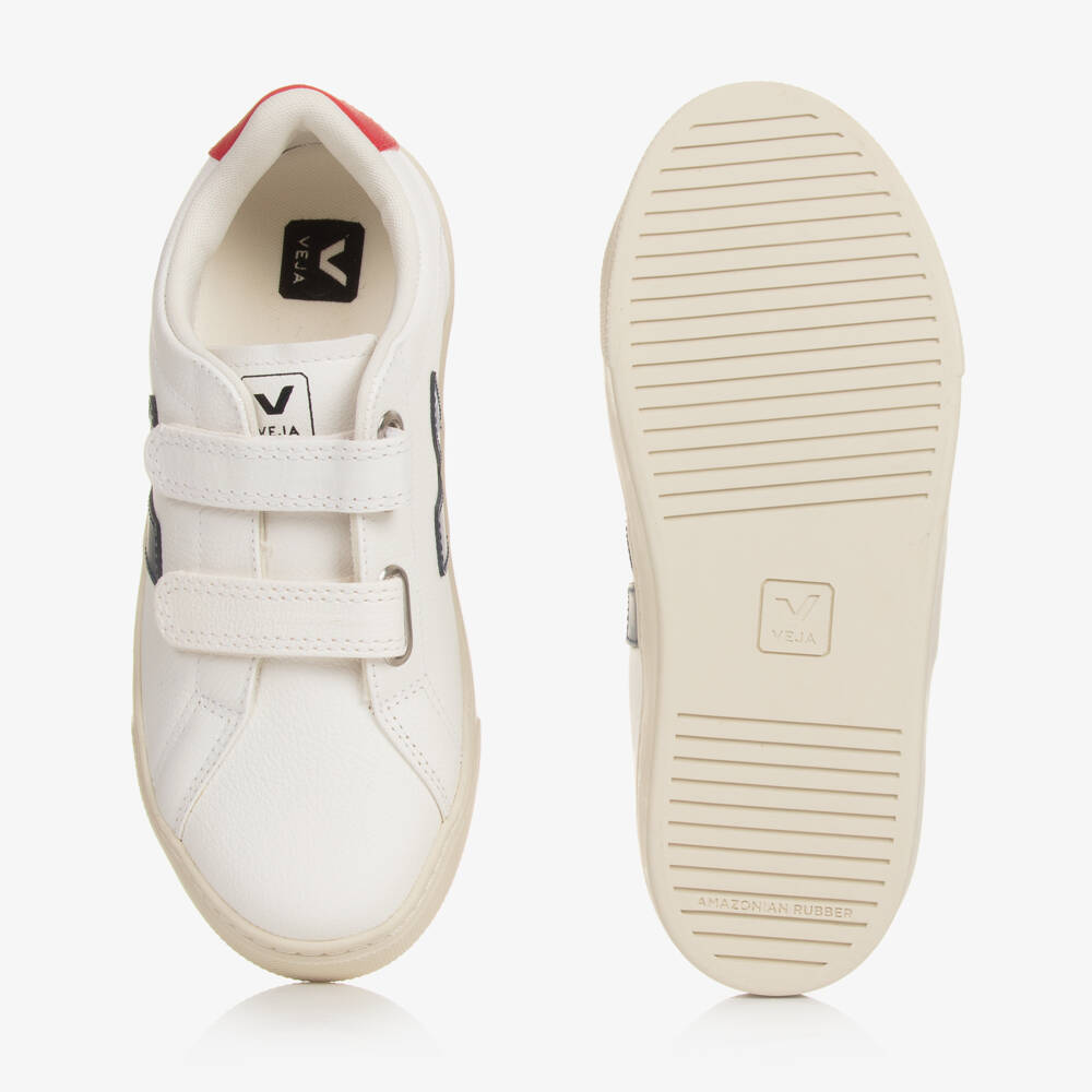 VEJA-Teen White & Navy Blue Leather Esplar Trainers | Childrensalon Outlet