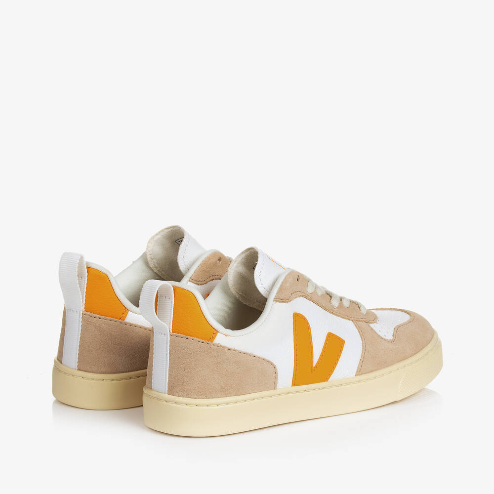 VEJA-ترينرز تينز جلد وشامواه لون أصفر وأبيض | Childrensalon Outlet