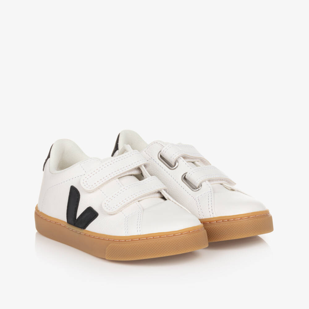 VEJA-حذاء رياضي جلدي أبيض بنعل مطاطي | Childrensalon Outlet