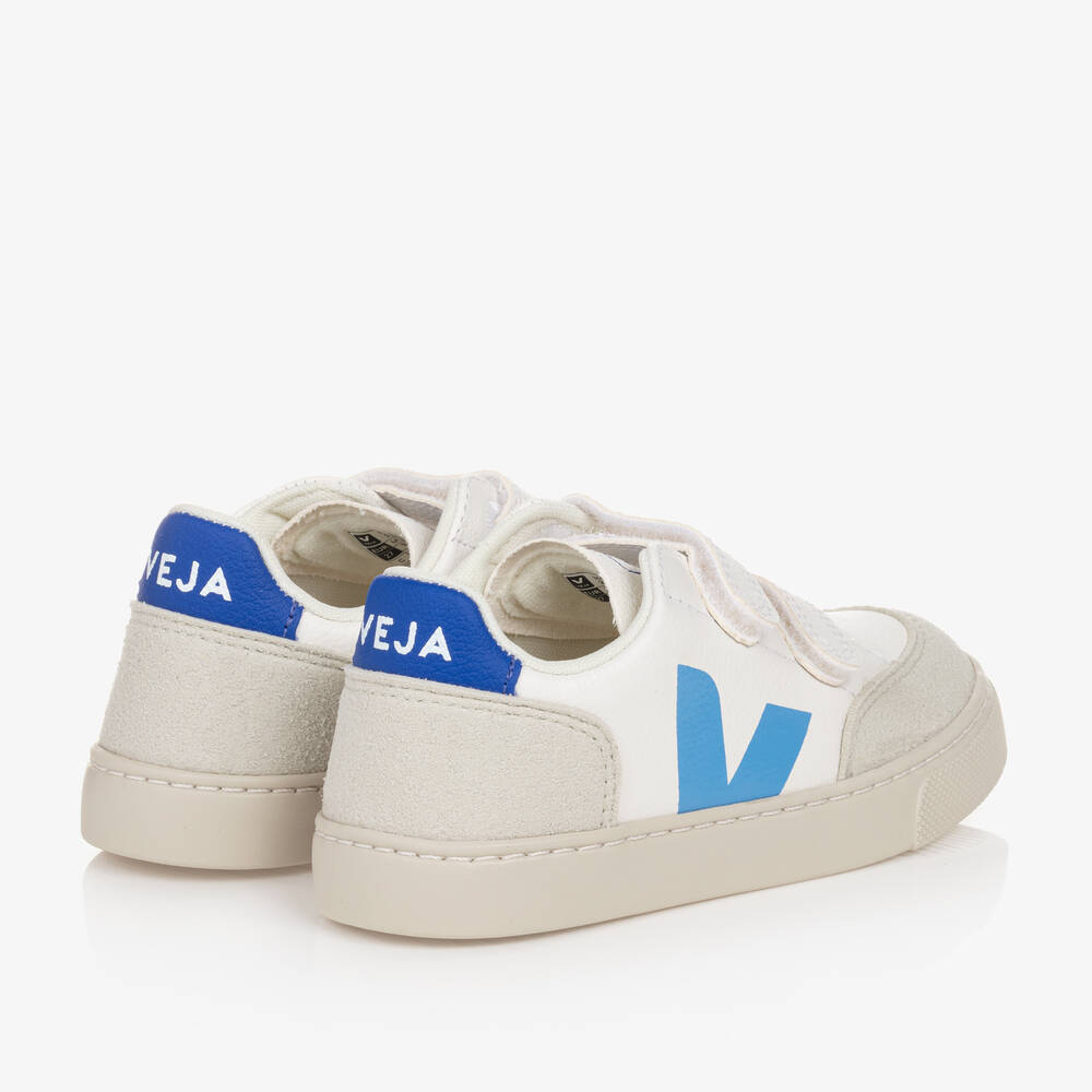 VEJA White Blue Leather V 12 Trainers