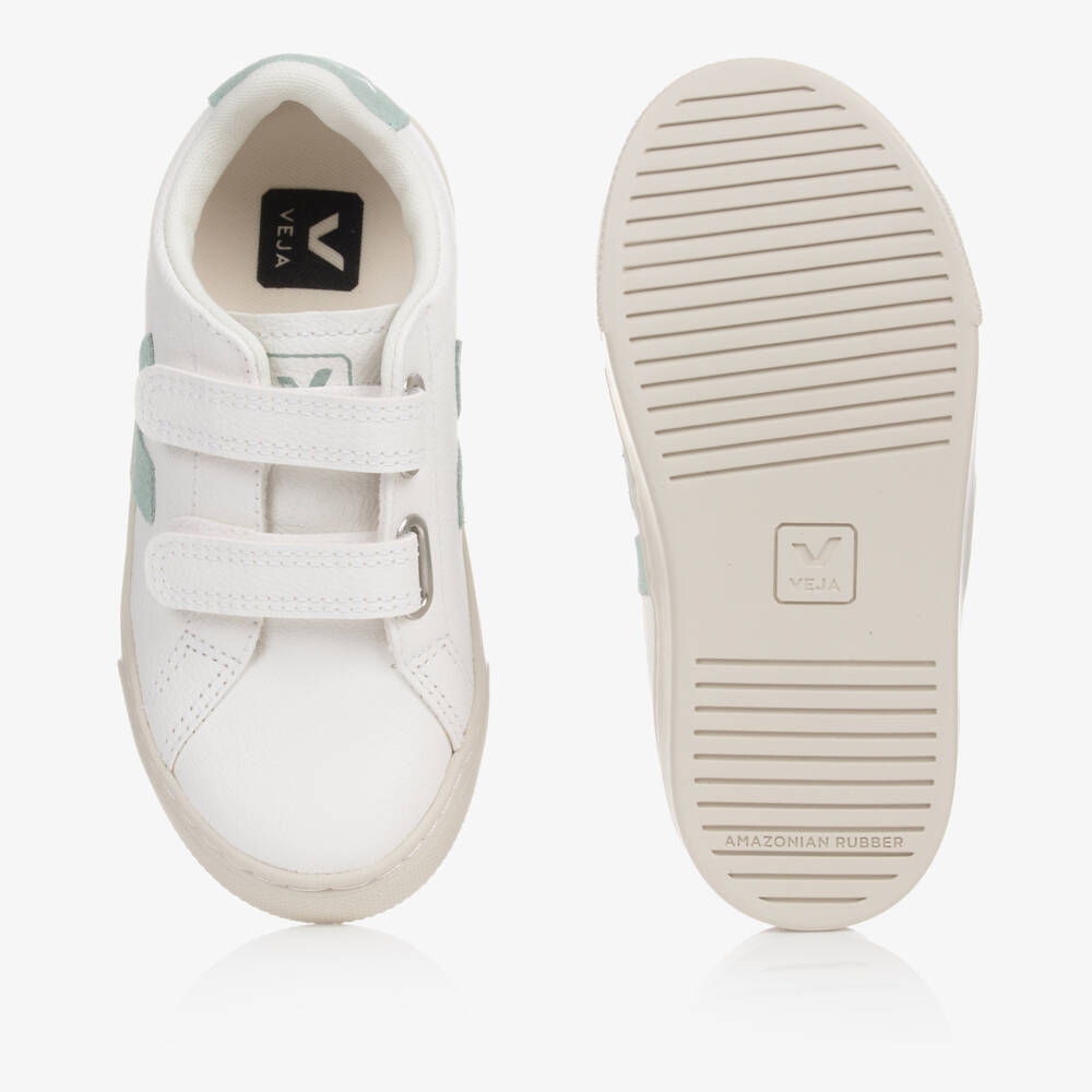 VEJA-White & Green Leather Esplar Trainers | Childrensalon Outlet