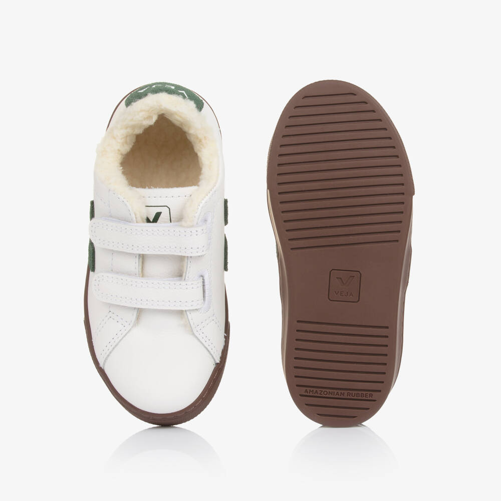 VEJA-White & Green Leather Esplar Trainers | Childrensalon Outlet