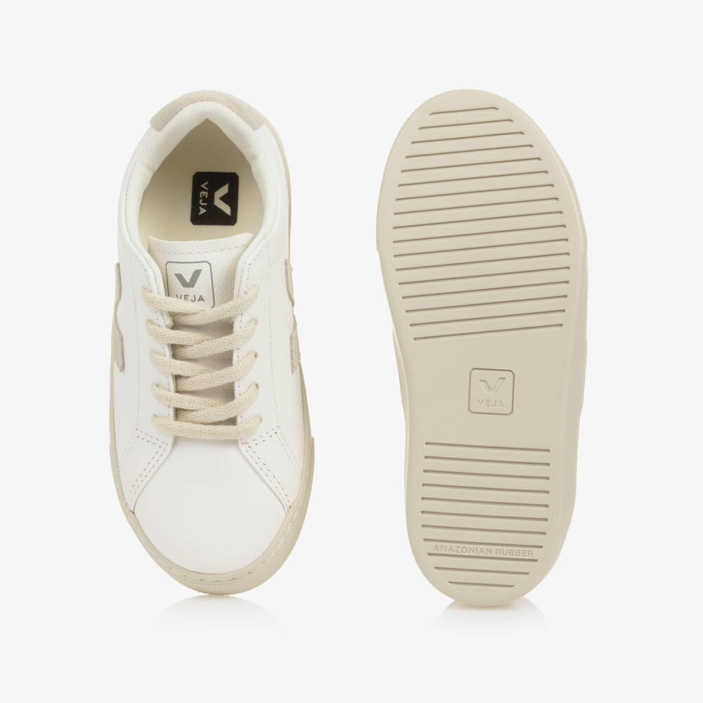VEJA-White & Grey Leather Esplar Trainers | Childrensalon Outlet