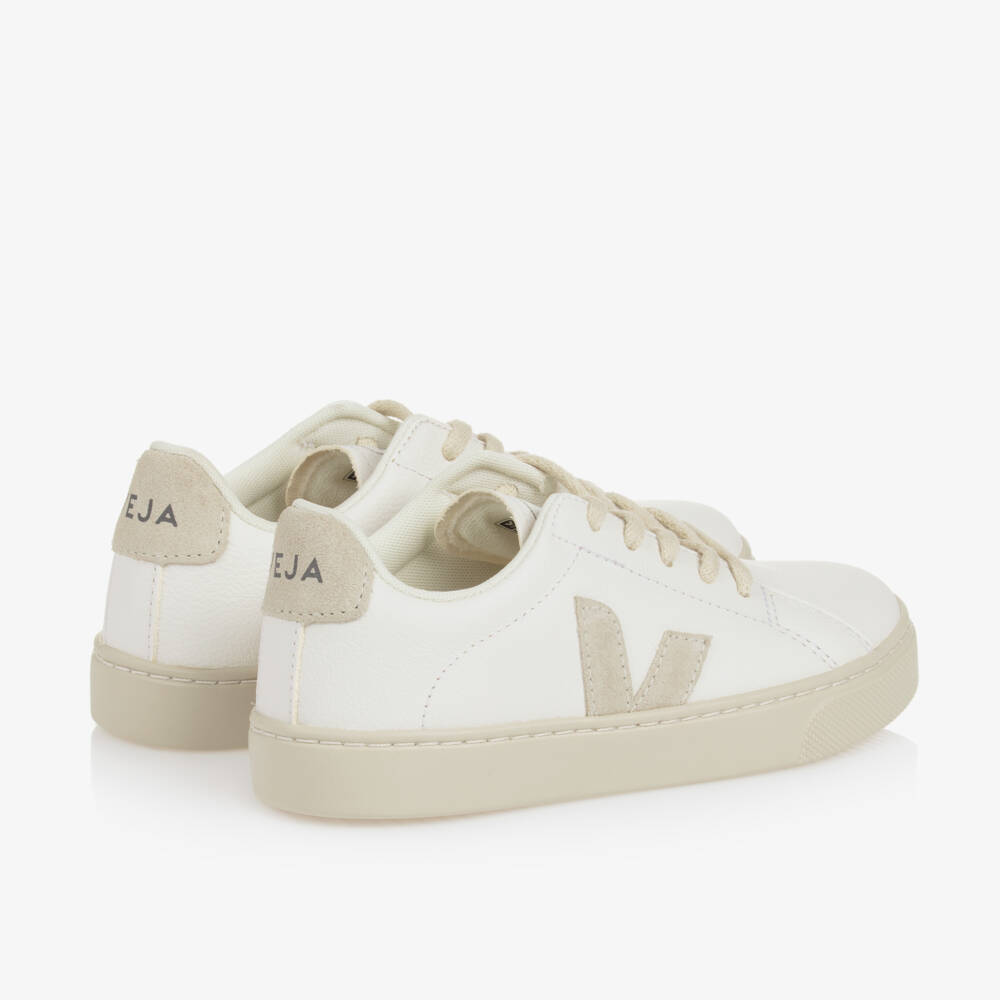 VEJA-White & Grey Leather Esplar Trainers | Childrensalon Outlet