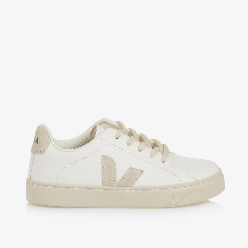VEJA-White & Grey Leather Esplar Trainers | Childrensalon Outlet
