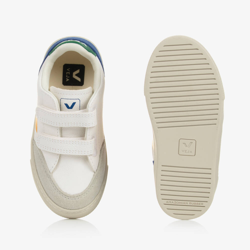 VEJA-White & Yellow Leather Velcro V-12 Trainers | Childrensalon Outlet