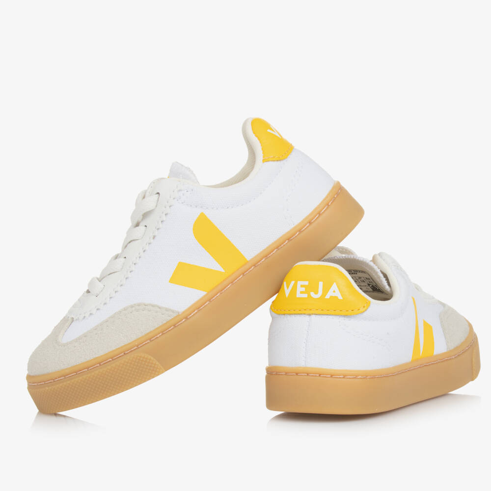 VEJA-Кеды из белого и жёлтого канваса для мальчиков | Childrensalon Outlet