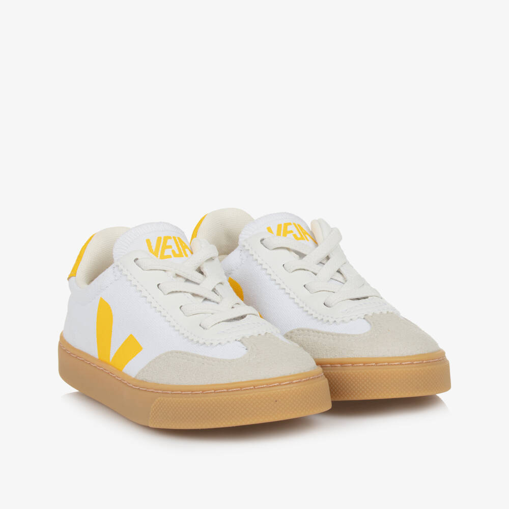 VEJA-Кеды из белого и жёлтого канваса для мальчиков | Childrensalon Outlet