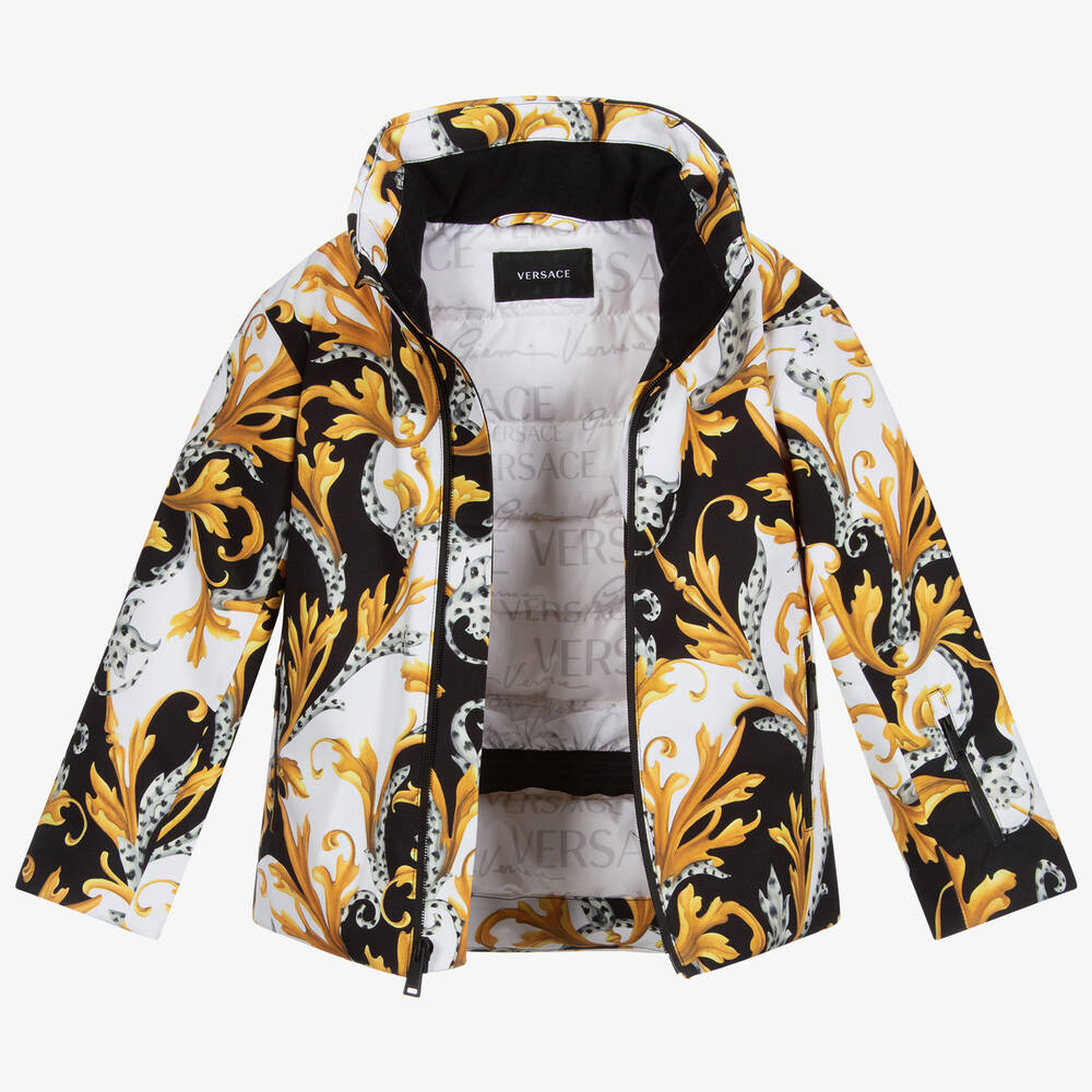 Versace-Лыжный пуховик с принтом-акантом | Childrensalon Outlet