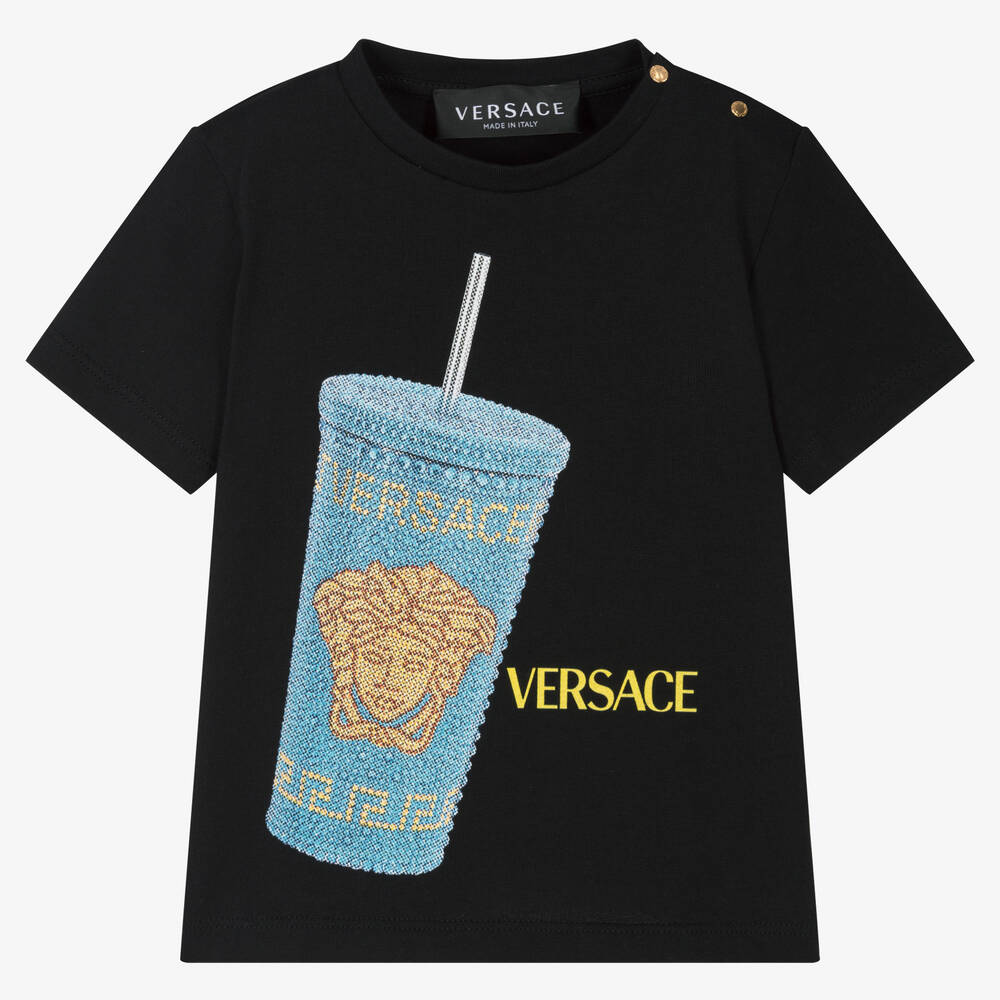 Versace - Baby Boys Black Cotton Medusa T-Shirt | Childrensalon