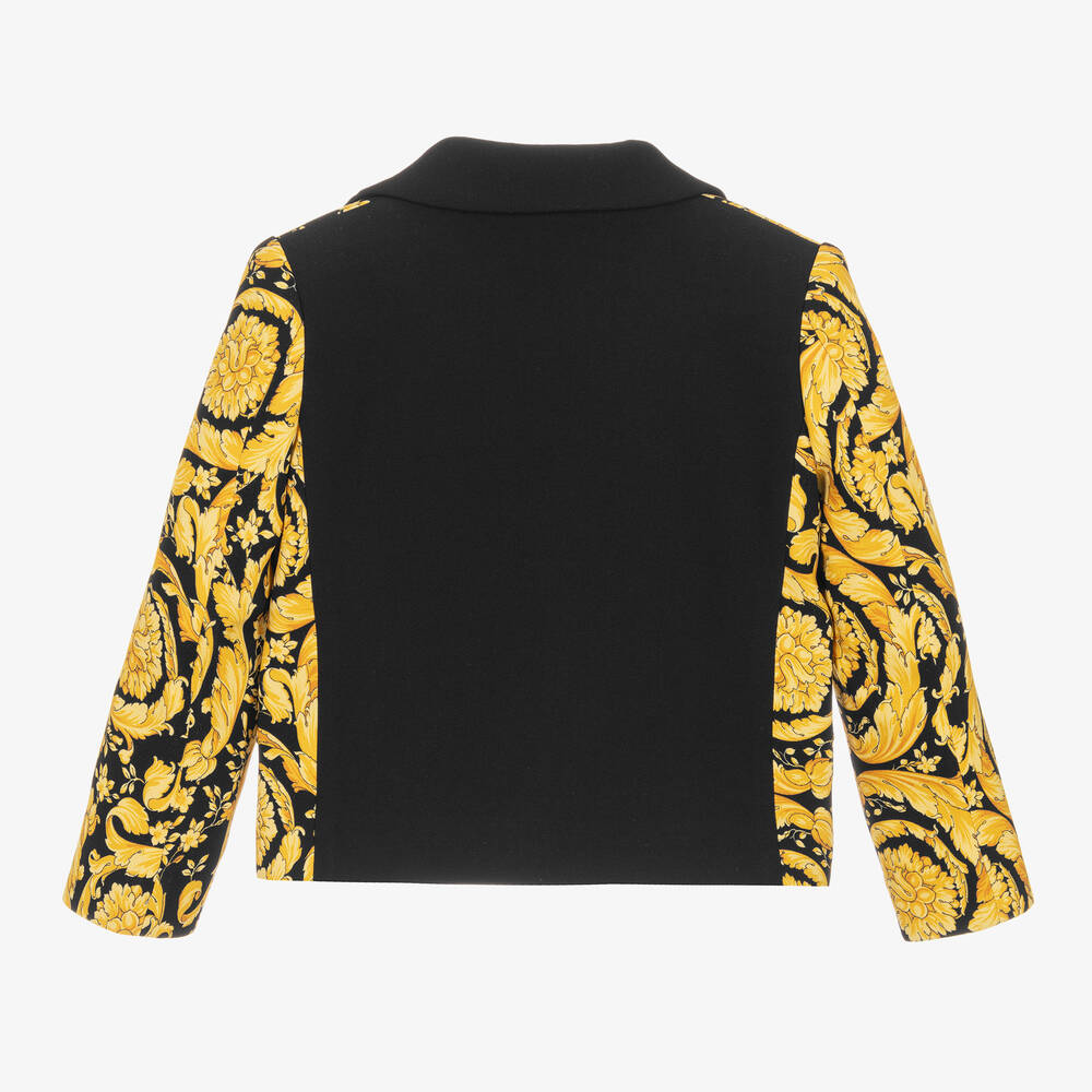 Versace-Черно-золотистый блейзер с принтом Barocco | Childrensalon Outlet