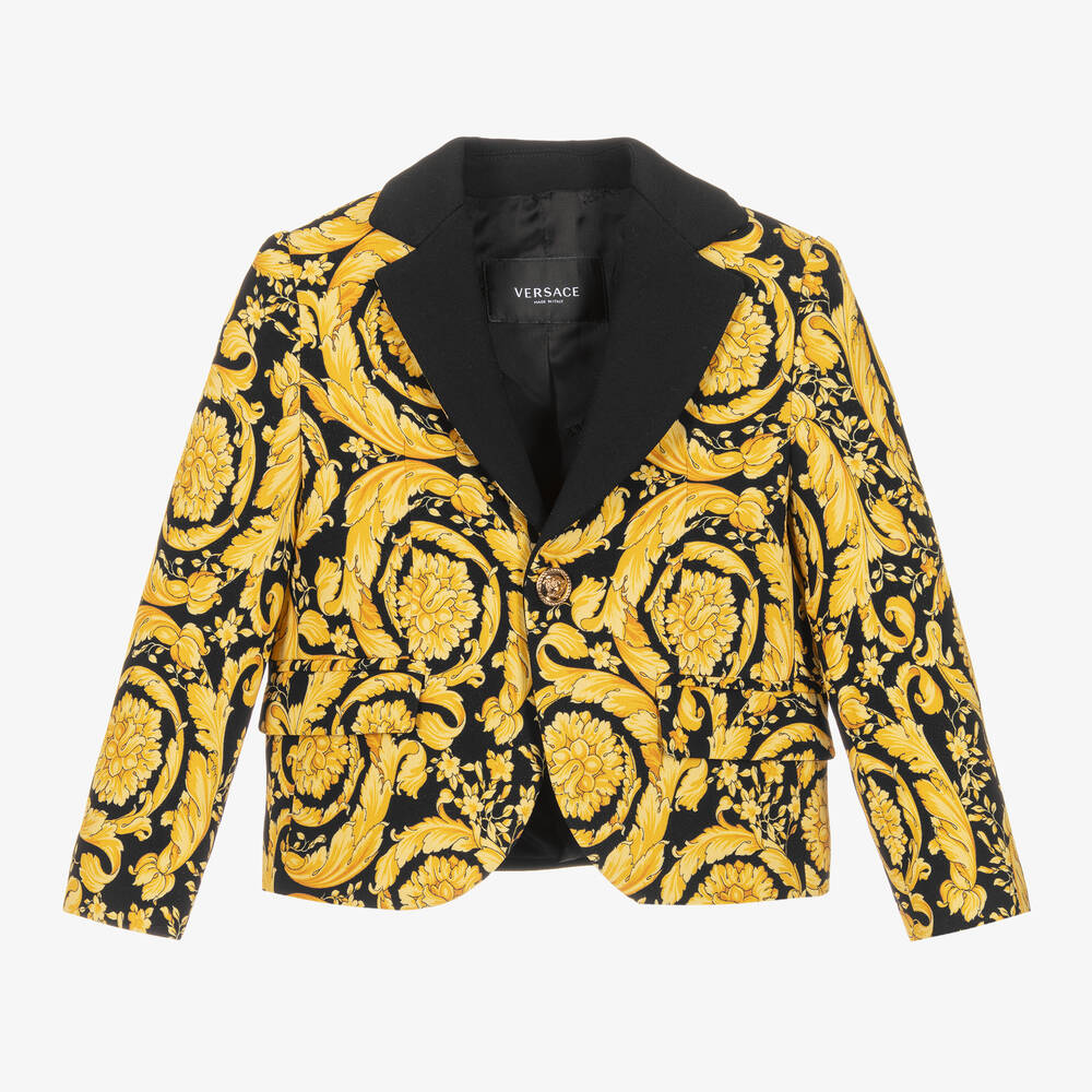 Versace - Blazer noir et doré Barocco garçon | Childrensalon