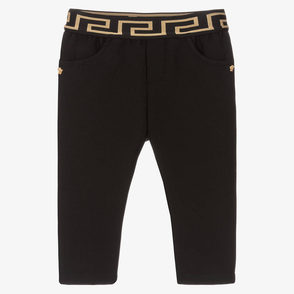 Versace - Baby Boys Black Greca Trousers | Childrensalon