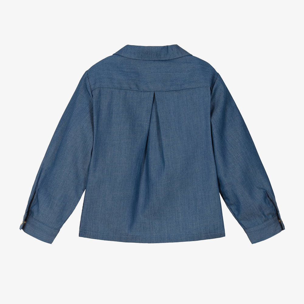 Versace-قميص قطن شامبري لون أزرق للمواليد | Childrensalon Outlet