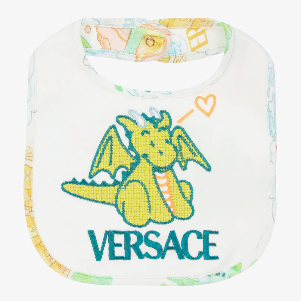 Versace - مريلة قطن جيرسي لون أزرق للمواليد | Childrensalon