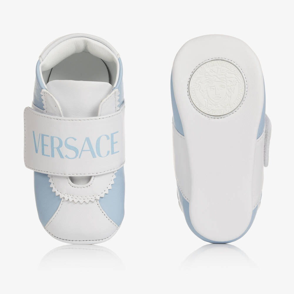 Versace Baby Boys Blue Leather Pre Walker Shoes