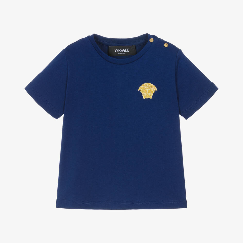Versace-Baby Boys Blue Medusa Cotton T-Shirt | Childrensalon Outlet