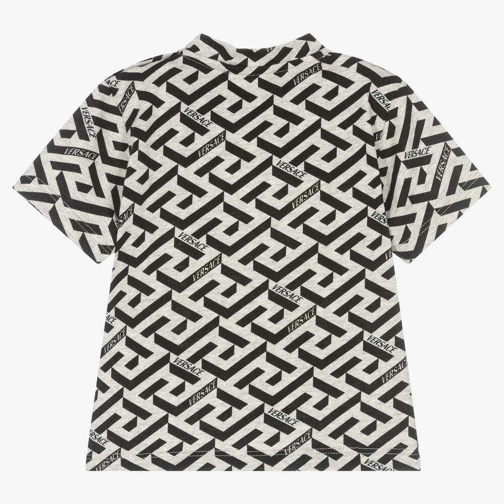 VERSACE｜SHORT-SLEEVED ROUND NECK T-SHIRTS (LA GRECA LOG Versace La Greca-Print Short-Sleeve T-Shirt in Black for Men