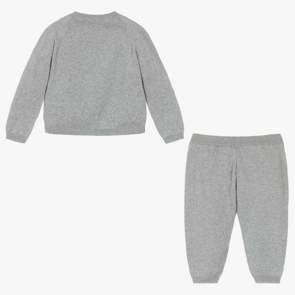 Versace-هدية طقم بنطلون قطن وكشمير لون رمادي للمواليد | Childrensalon Outlet