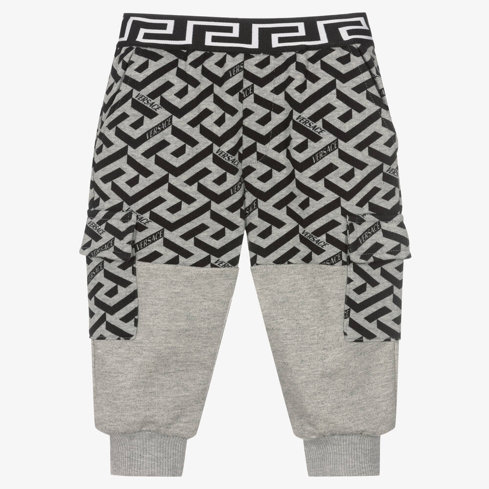 Versace - Bas de jogging gris La Greca bébé | Childrensalon