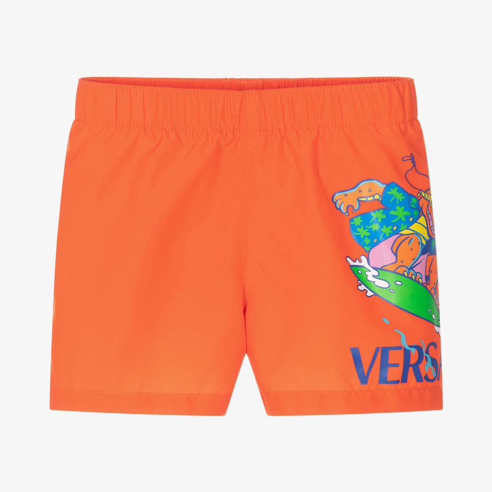 Versace - Short de bain orange crocodile bébé | Childrensalon