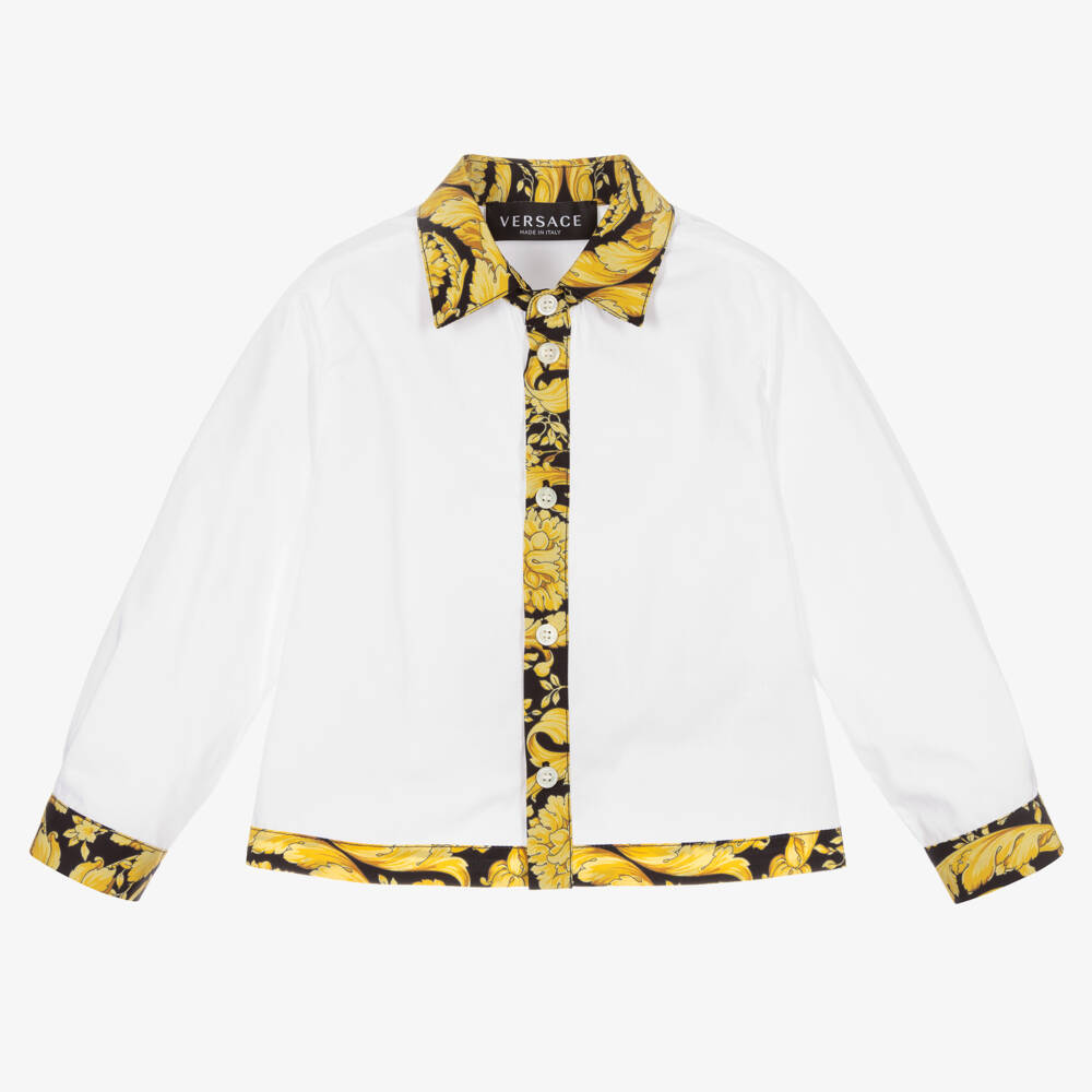 Versace-Baby Boys White Barocco Shirt | Childrensalon Outlet