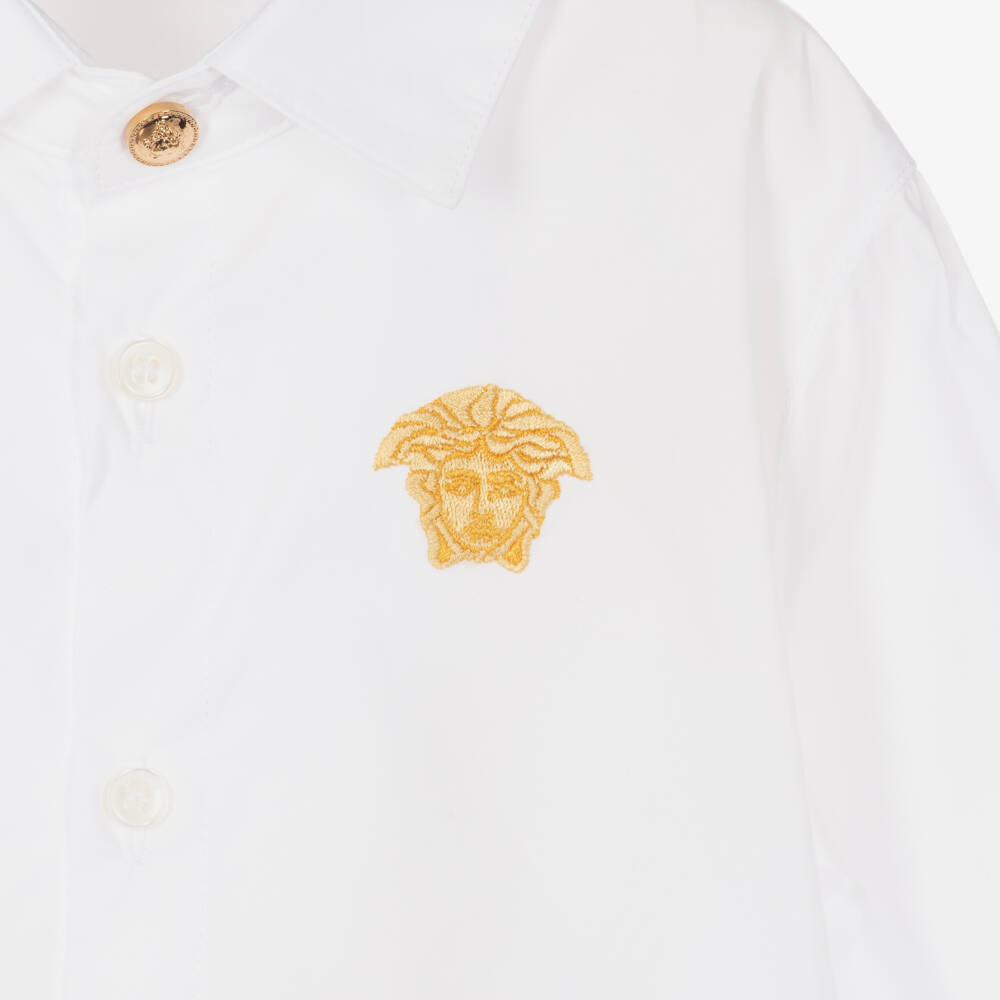 Versace-Baby Boys White Cotton Medusa Shirt | Childrensalon Outlet