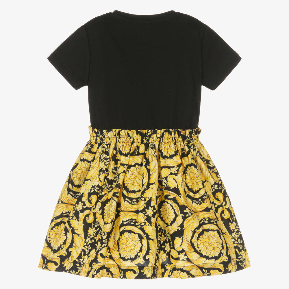 Versace Baby Girls Black Gold Cotton Barocco Dress