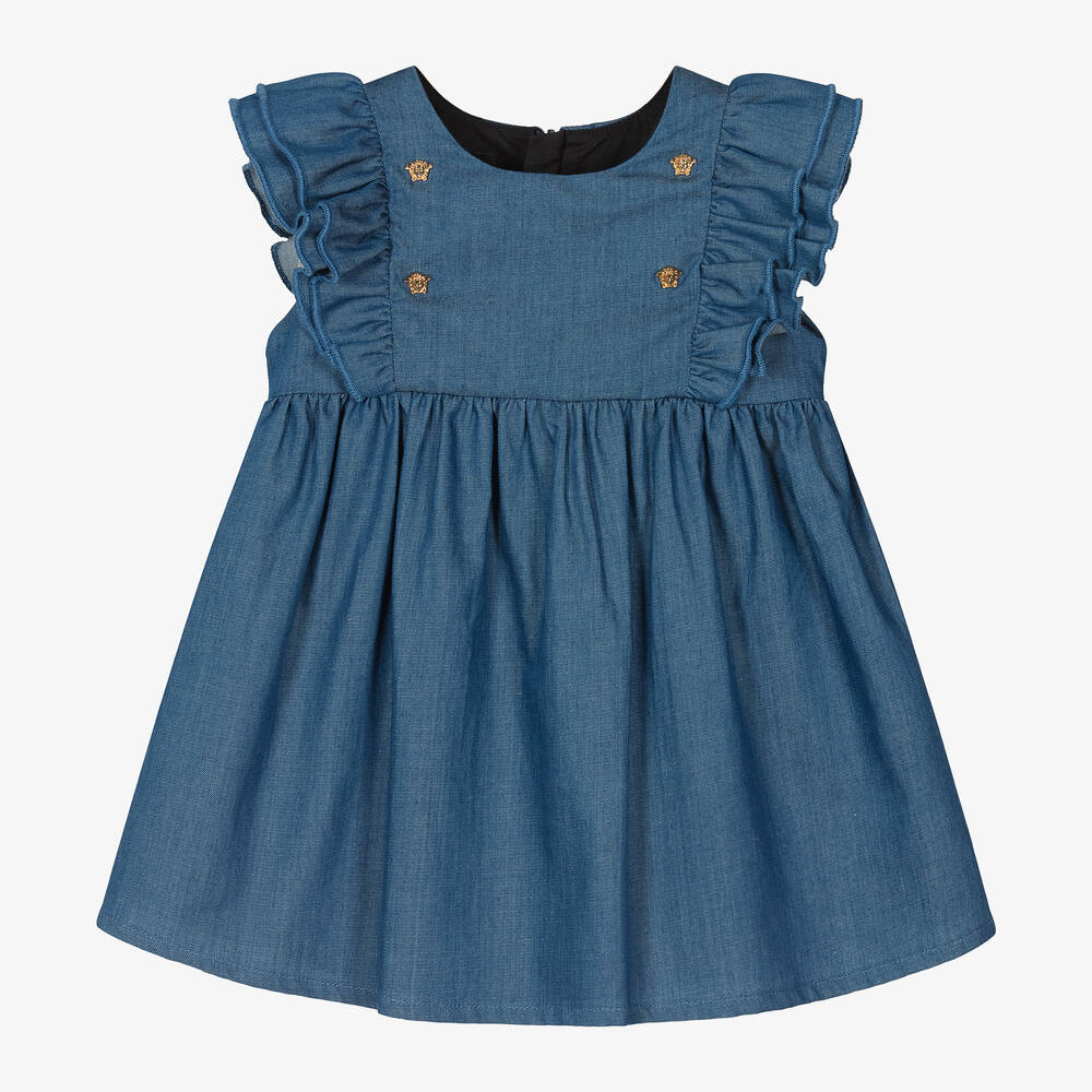 Versace-Baby Girls Blue Chambray Dress | Childrensalon Outlet
