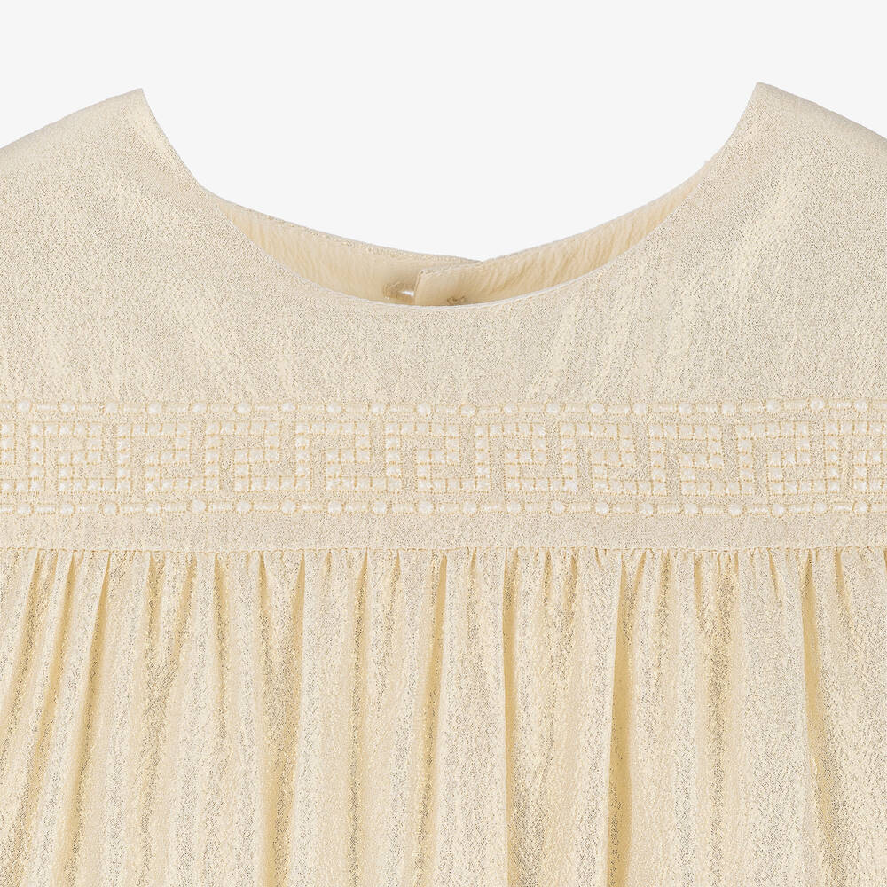 Versace-فستان غريسا كريب لون ذهبي | Childrensalon Outlet