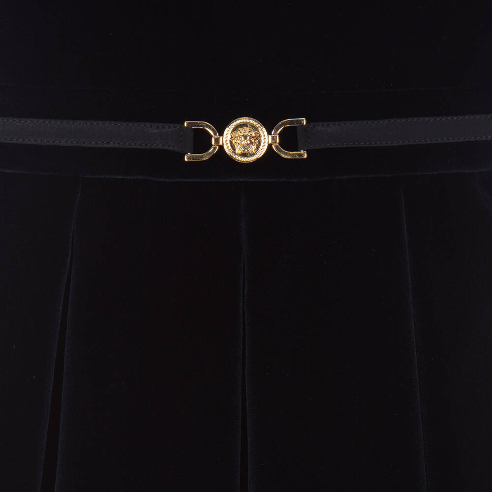 Versace-Baby Girls Navy Blue Velvet Dress | Childrensalon Outlet
