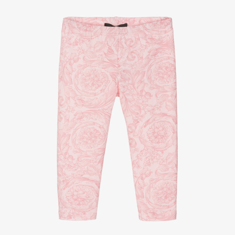 Versace-ليقنز بطبعة باروك أطفال بناتي قطن جيرسي لون زهري | Childrensalon Outlet