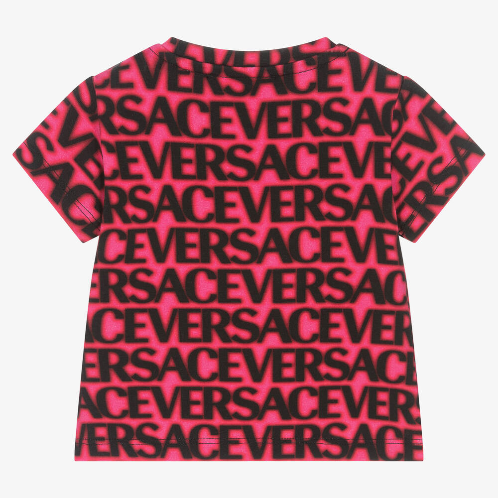 Versace Baby Girls Pink Cotton Logo T Shirt Childrensalon Outlet