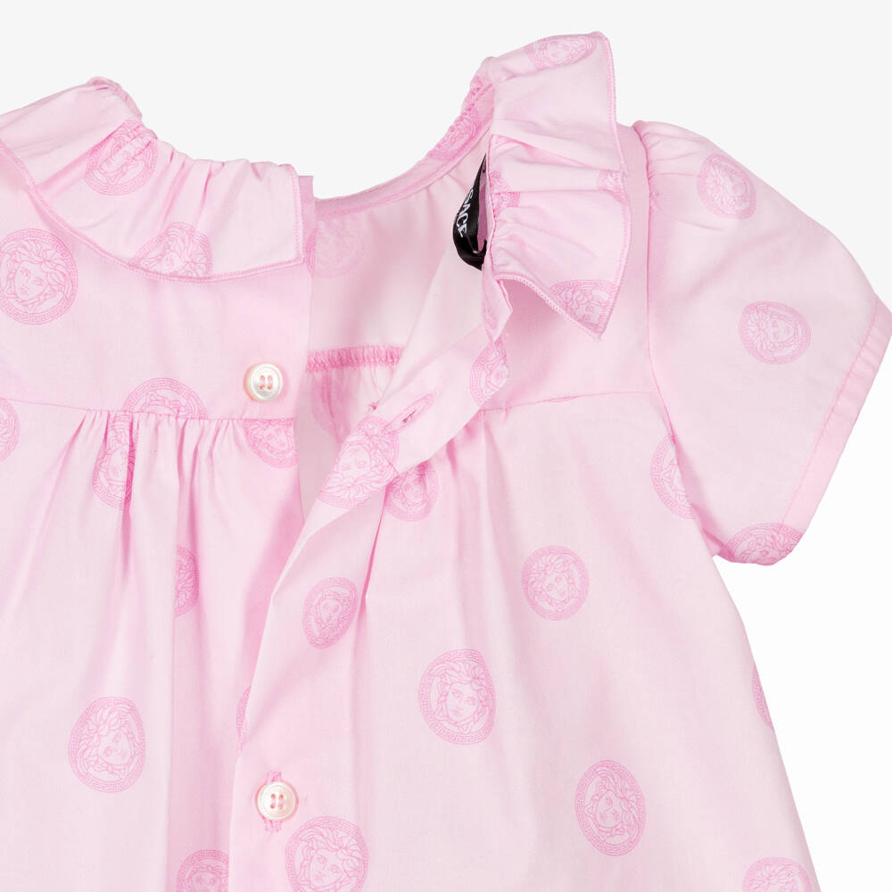 Versace-Baby Girls Pink Cotton Medusa Shorts Set | Childrensalon Outlet