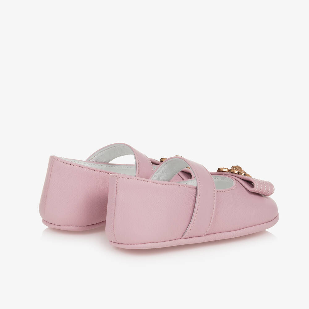 【関税込み】Ballerinas - Versace - Leather - Pink Versace - Baby Girls Pink Leather Ballerina Shoes