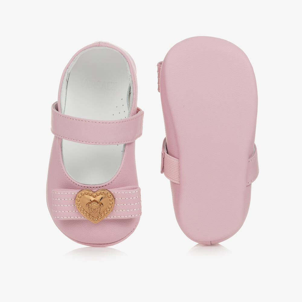 Versace-Baby Girls Pink Leather Ballerina Shoes | Childrensalon Outlet