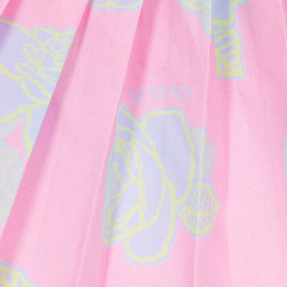 Versace-Baby Girls Pink Rose Pleated Skirt | Childrensalon Outlet