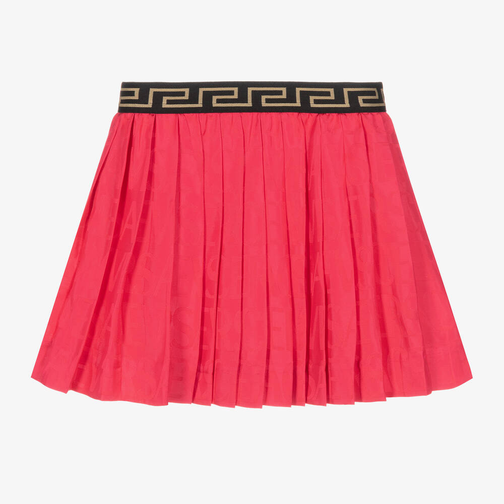Versace-Baby Girls Pink Satin Pleated Skirt | Childrensalon Outlet