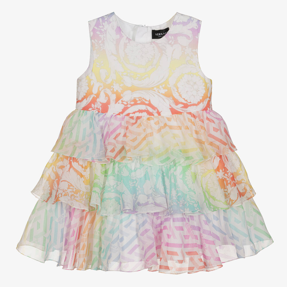 Versace - Baby Girls Rainbow Silk Dress | Childrensalon