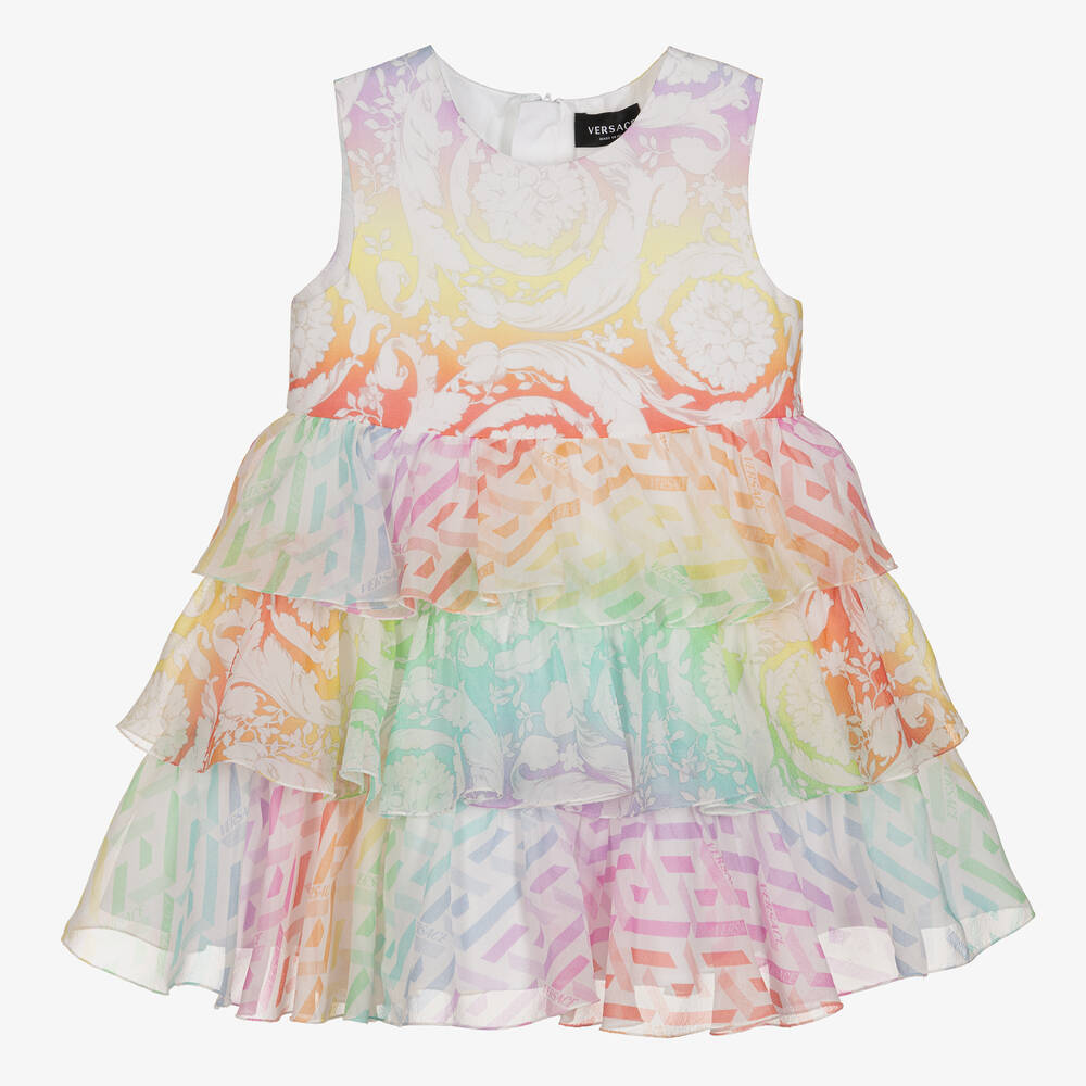 Versace - Robe arc-en-ciel en soie bébé | Childrensalon