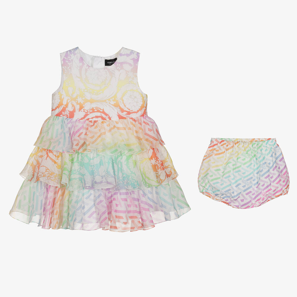 Versace-Baby Girls Rainbow Silk Dress | Childrensalon Outlet