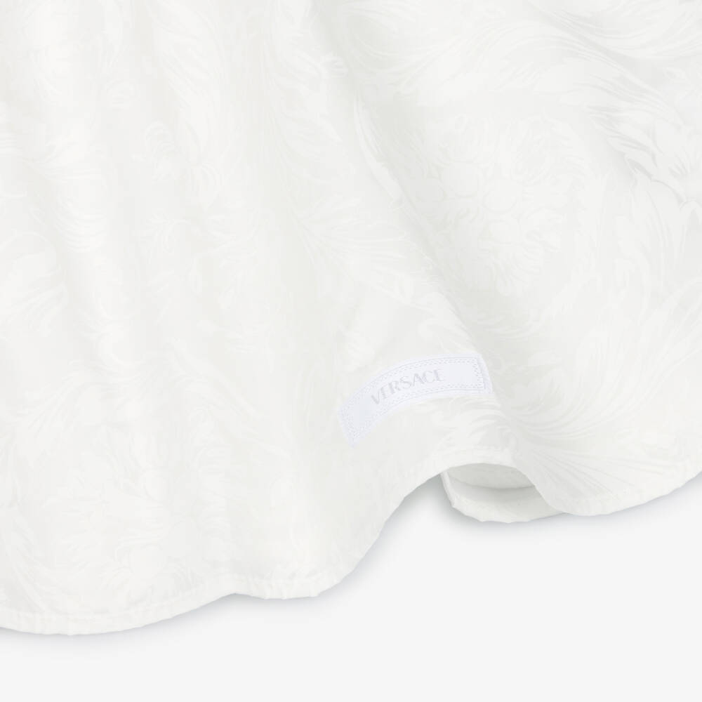 Versace-Baby Girls White Cotton Dress with Barocco Design | Childrensalon Outlet