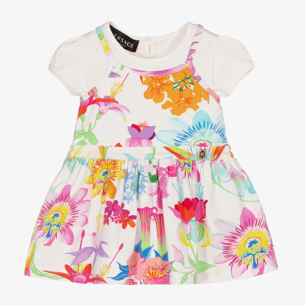 Versace - Robe blanche Jardin Bébé fille | Childrensalon