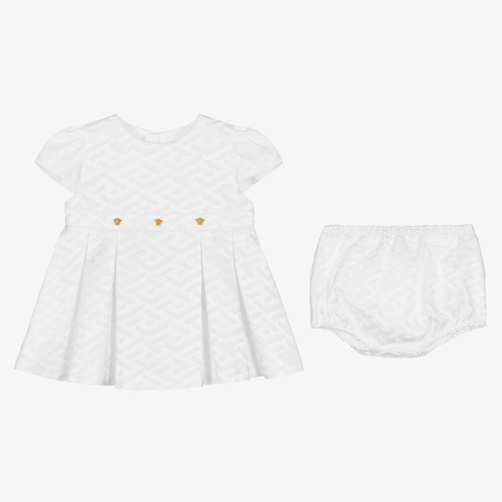 Versace Robe blanche en satin bebe fille Childrensalon Outlet