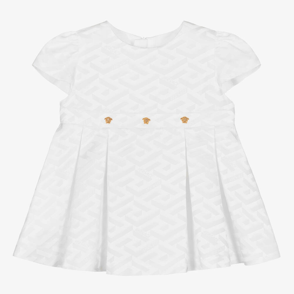 Versace - Weißes Satinkleid für Babys (M) | Childrensalon