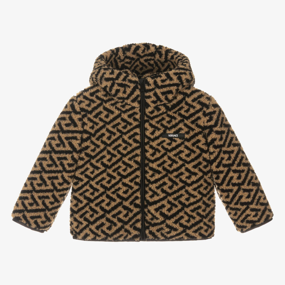 Versace-Бежево-черная куртка с принтом Greca | Childrensalon Outlet