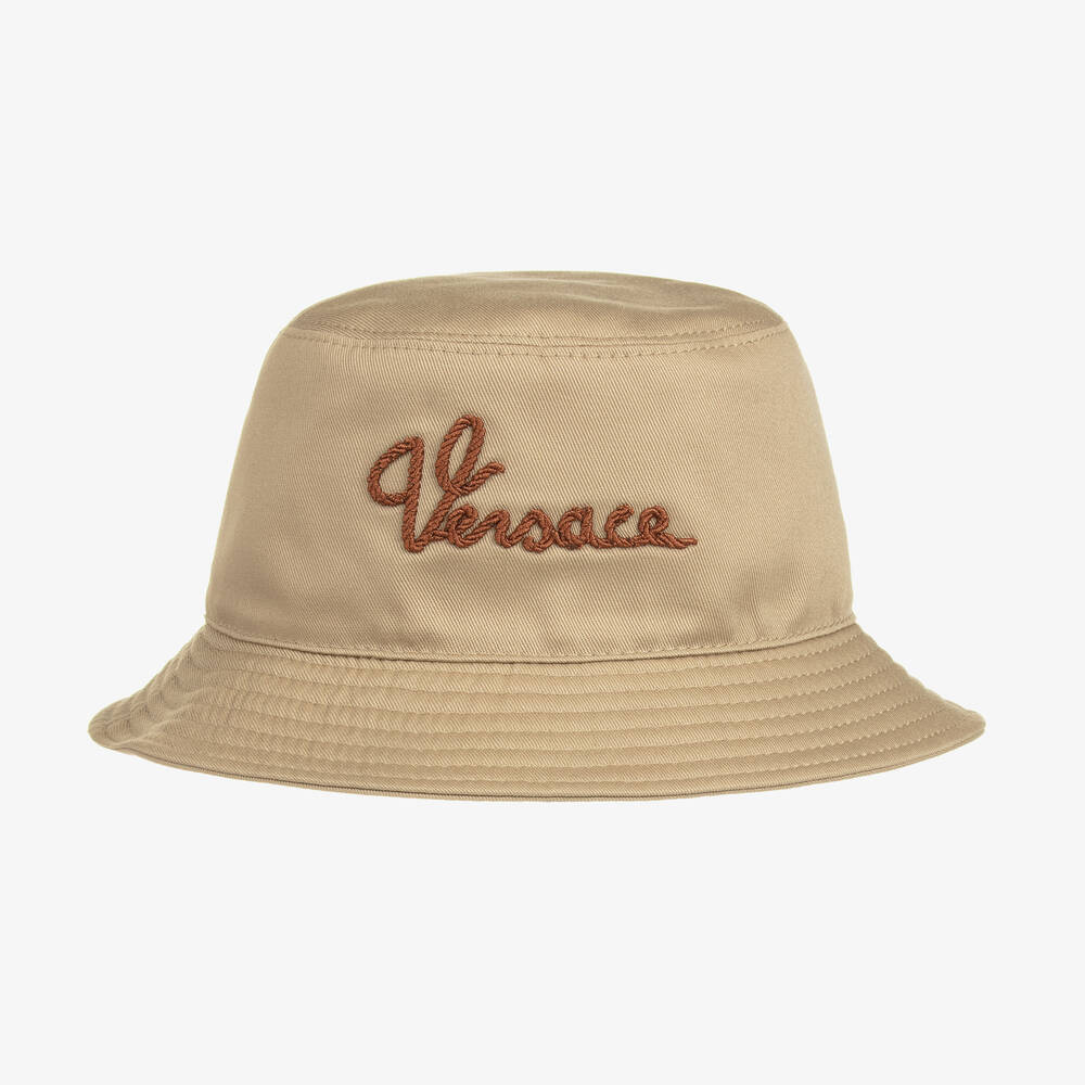 Versace-Beige Cotton Bucket Hat | Childrensalon Outlet